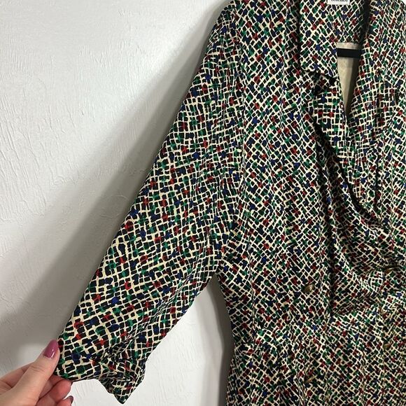 Conchita Vintage Abstract Print 3/4 Sleeve Midi Dress Size L - Picture 2 of 9